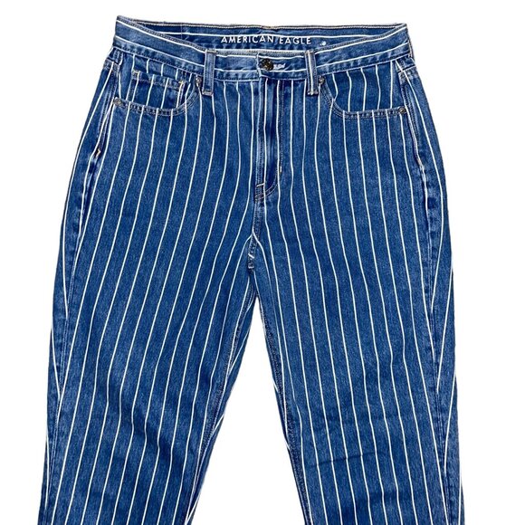American Eagle Outfitters Womens 4 27 Reg AEO Mom Tapered Leg Jeans Striped - Picture 3 of 8